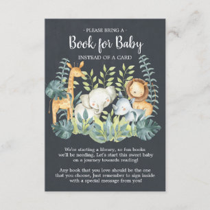 Chalkboard Oerwoud Baby shower Boek voor Baby Kaar Informatiekaartje