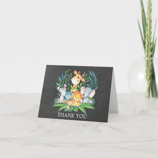 Chalkboard Oerwoud Baby shower dank u nota Bedankkaart (Voorkant)