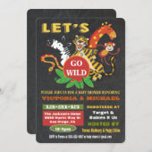 Chalkboard Oerwoud Safari Baby Shower-uitnodiginge Kaart (Voorkant / Achterkant)