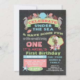 Chalkboard Onder het Zee Verjaardagsfeest Kaart