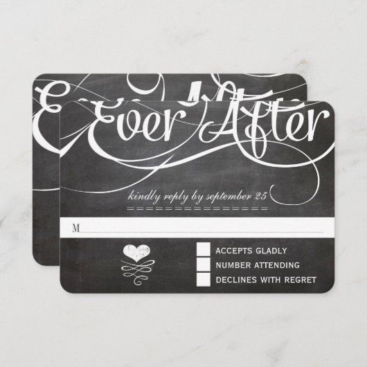 Chalkboard ooit na Initialen Typografie RSVP (Voorkant / Achterkant)