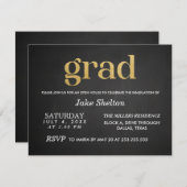 Chalkboard Open House Afstuderen Gold Afstudeerder Kaart (Voorkant / Achterkant)