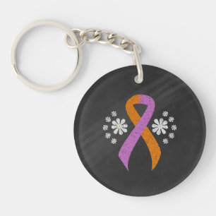 Chalkboard orchid and Oranje Awareness Ribbon Sleutelhanger