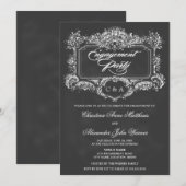 Chalkboard  Ornament Engagement Party Kaart (Voorkant / Achterkant)
