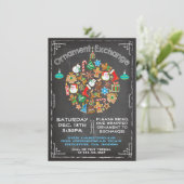 Chalkboard Ornament Exchange Invitation Kaart (Staand voorkant)