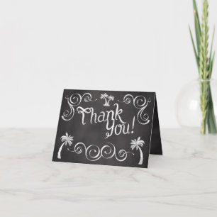 Chalkboard Palm Tree Beach Merci de mariage