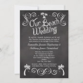 Chalkboard palm Tree Beach Weddenschap Kaart (Voorkant)