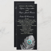 Chalkboard paon programmes de mariage durée du thé (Devant / Derrière)