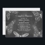 Chalkboard Papillons Couple's Shower Invitation<br><div class="desc">Des papillons esquissés à la main ornent cette invitation à la douche,  sur un arrière - plan de tableau de bord illustré. Faites défiler vers le bas pour voir la collection complète. Si d'autres articles sont nécessaires il suffit de nous contacter à prettyfancyinvites@gmail.com avec votre demande.</div>