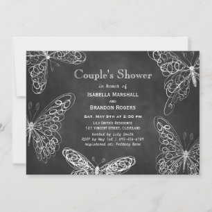 Chalkboard Papillons Couple's Shower Invitation
