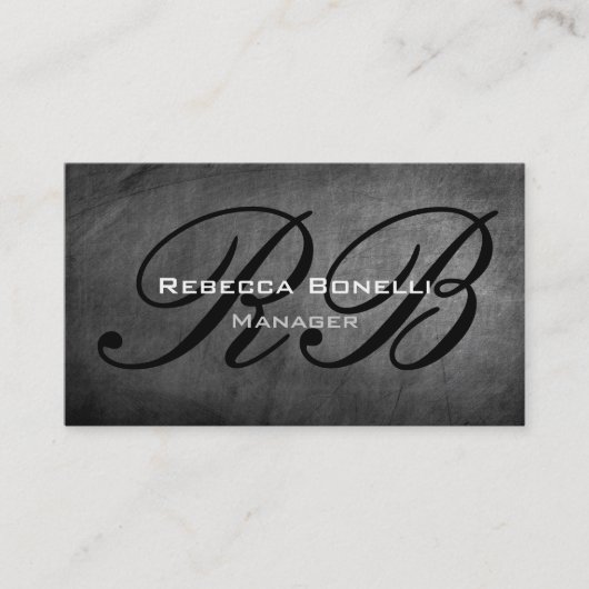 Chalkboard Pattern Monogram Manager Visitekaartje (Voorkant)