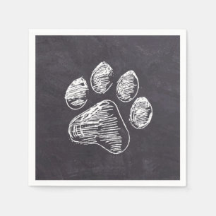Chalkboard Paw Print - Puppy Pawty - Dog Birthday Servet