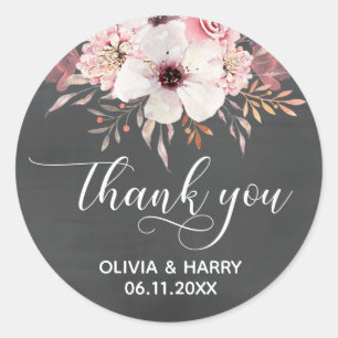 Chalkboard Pays Mariage Floral Favoriser Stickers
