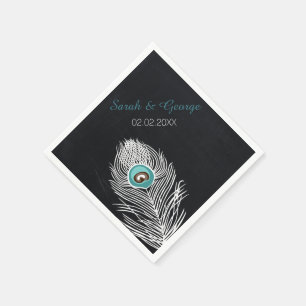 Chalkboard Peacock gepersonaliseerde bruiloft serv Servetten