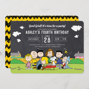Chalkboard Peanuts Charlie Brown en Gang Birthday Kaart