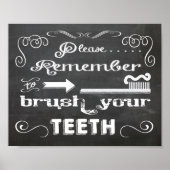Chalkboard Penseel uw tanden poster (Voorkant)