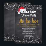 Chalkboard Père Noël Dîner de fête Invitation<br><div class="desc">Festive Père Noël tableau noir Noël Dîner de fête de Noël invitation- famille Invitation, amis, voisins et collègues à votre fête de fête. Lit 'Holiday Dinner Party' en haut en lettres blanches avec un chapeau de Père Noël perché sur les lettres. Ci-dessous, on peut lire "Ho Ho Ho !" en...</div>