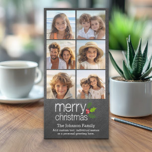 Chalkboard Photo Collage Merry kerst Holly Feestdagenkaart