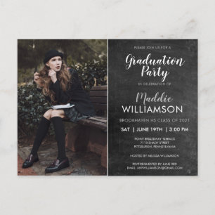 Chalkboard Photo Graduation Party Uitnodiging