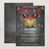 Chalkboard Photo Race Car Anniversaire Invitation (Devant / Derrière)