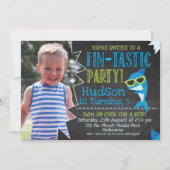 Chalkboard Photo Sharks Invitation fin-tastic Birt (Devant)
