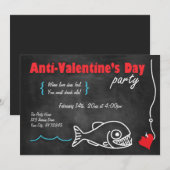 Chalkboard Piranha Anti-Valentijnsdag Invitations Kaart (Voorkant / Achterkant)