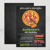 Chalkboard Pizza Party-uitnodigingen Kaart (Voorkant / Achterkant)