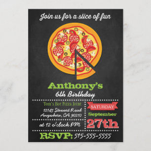 Chalkboard Pizza Party-uitnodigingen Kaart