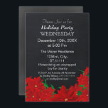 Chalkboard Poinsettias Fête de Vacances Invitation<br><div class="desc">Chalet Poinsettias,  Dîner de vacances,  Noël Fête Invitation</div>