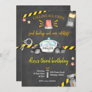 Chalkboard Police Anniversaire Fête Invitation