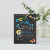 Chalkboard Pool Party 1er Anniversaire Invitation (Debout devant)