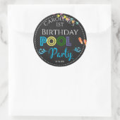 Chalkboard Pool Party 1er Anniversaire Sticker (Sac)