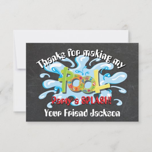 Chalkboard Pool Party Bedankt voor je reactie (Voorkant)