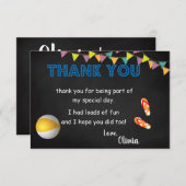 Chalkboard Pool Party Verjaardag Bedankt Card (Voorkant / Achterkant)