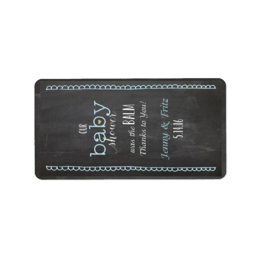 Chalkboard Posh Baby shower Lip Balm Label (Voorkant)