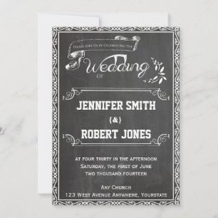 Chalkboard Posh bruiloft uitnodiging