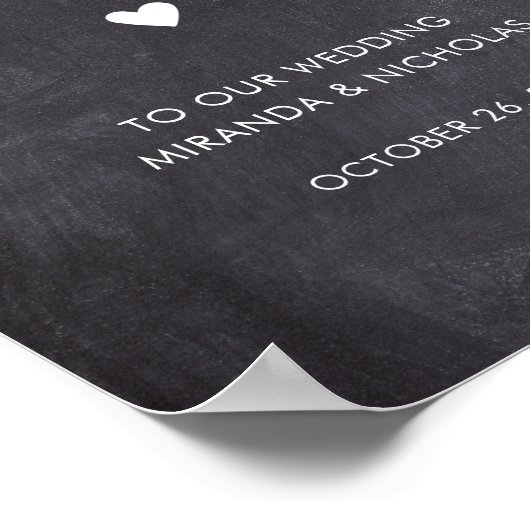 Chalkboard poster rustige bruiloft welkomstbord (Hoek)