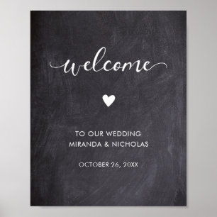 Chalkboard poster rustige bruiloft welkomstbord