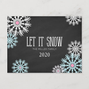 Chalkboard: prachtige sneeuwvlokken laten het snee briefkaart