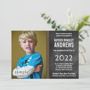 Chalkboard Preschool Afstuderen met foto Kaart