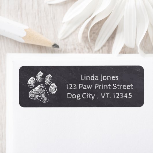 Chalkboard - Puppy Pawty - Dog Birthday Paw Print Etiket (Insitu)