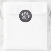 Chalkboard - Puppy Pawty - Dog Birthday Paw Print Ronde Sticker (Tas)