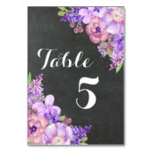 Chalkboard Purple Florple Mariage Numéro de table (Dos)