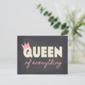 Chalkboard Queen of Everything Tekst Design Briefkaart (Staand voorkant)
