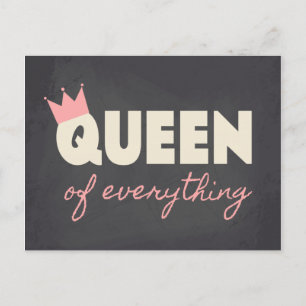 Chalkboard Queen of Everything Tekst Design Briefkaart
