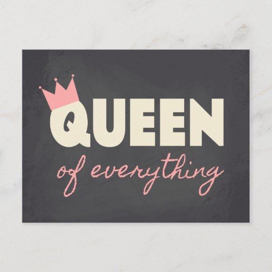 Chalkboard Queen of Everything Tekst Design Briefkaart (Voorkant)