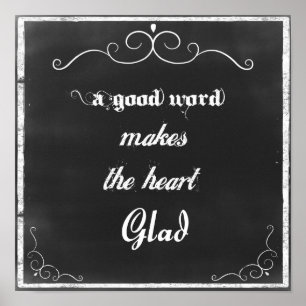 Chalkboard Quote A Good Word Poster