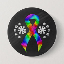 Chalkboard Rainbow Awareness Ribbon Button