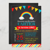 Chalkboard Rainbow Birthday Party Kaart (Voorkant / Achterkant)
