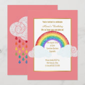 CHALKBOARD RAINBOW CLOUD PINK BIRTHDAY INVITATION KAART (Voorkant / Achterkant)